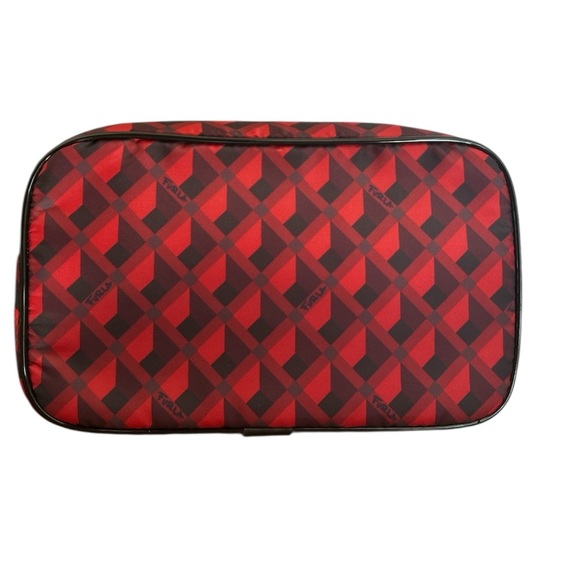 Furla Red & Black Geometric Toiletry Bag NWT Gift Ready Unisex travel pouch - Picture 5 of 7